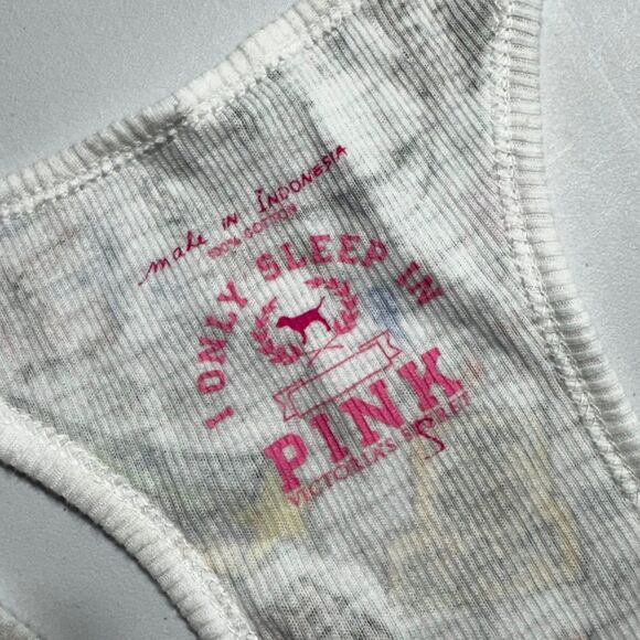 Y2K (2007) VS PINK Grafitti Print Tank Top Size Small EUC Long Length Racer Back - Picture 4 of 12